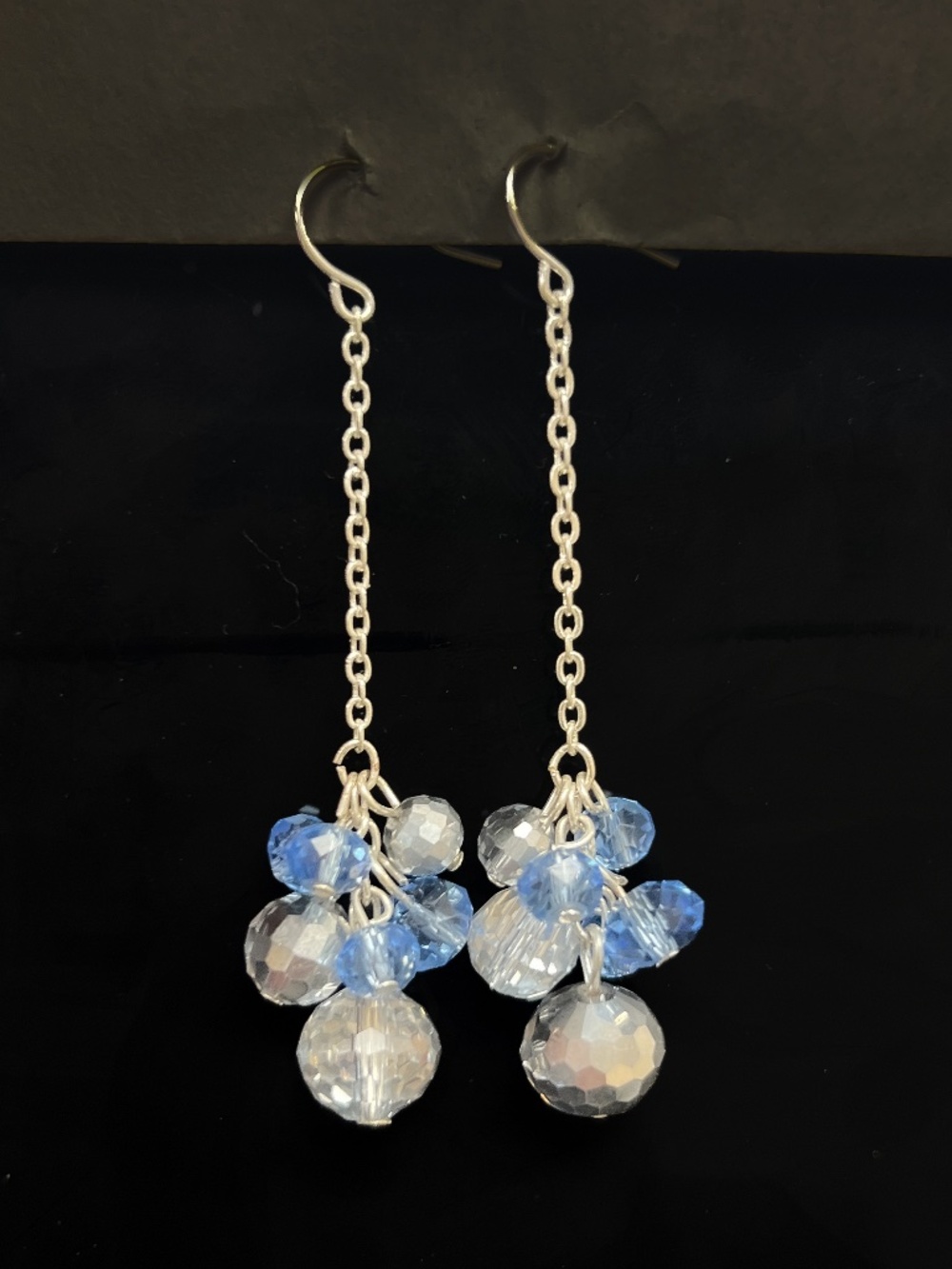 Blue Disco Bead Dangling Earrings